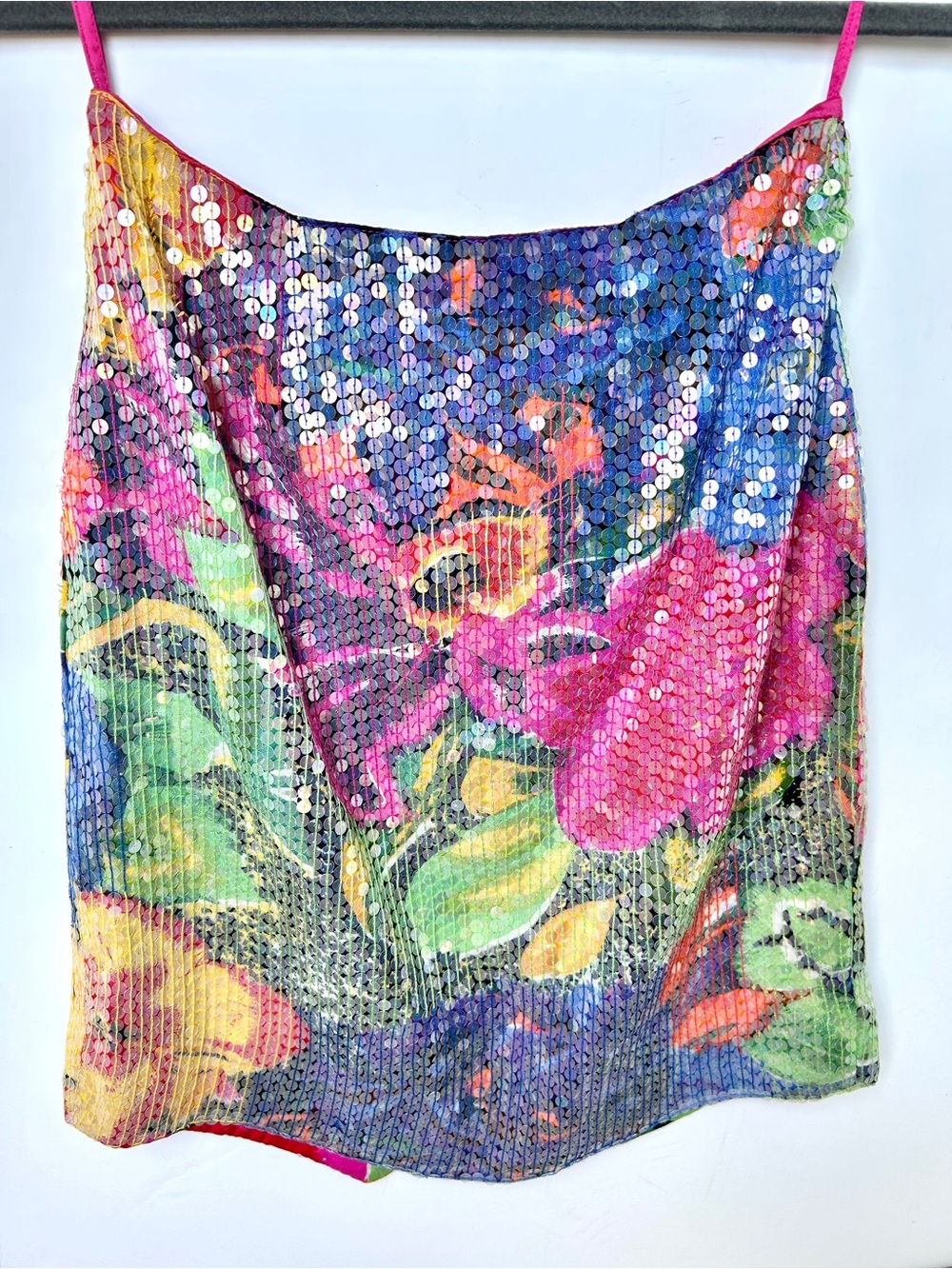Sandy Starkman Vintage Floral Sequin Mini Skirt Y2K